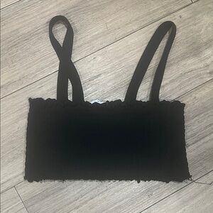 Zara Black Smocked Crop Top